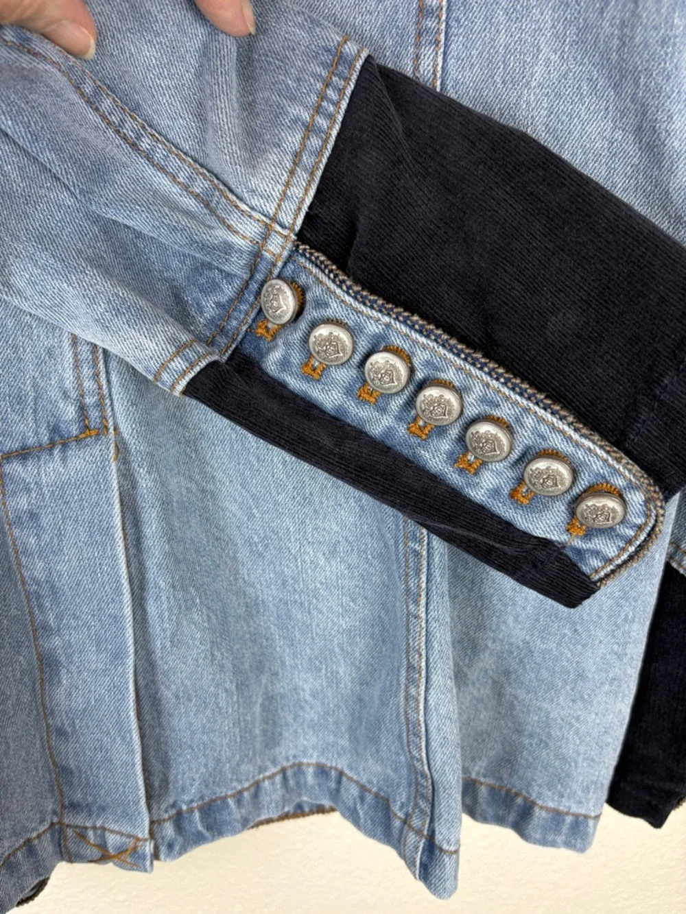 Free People Denim Seamed And Structured Jacket Size XL Military 90s - Picture 11 of 16